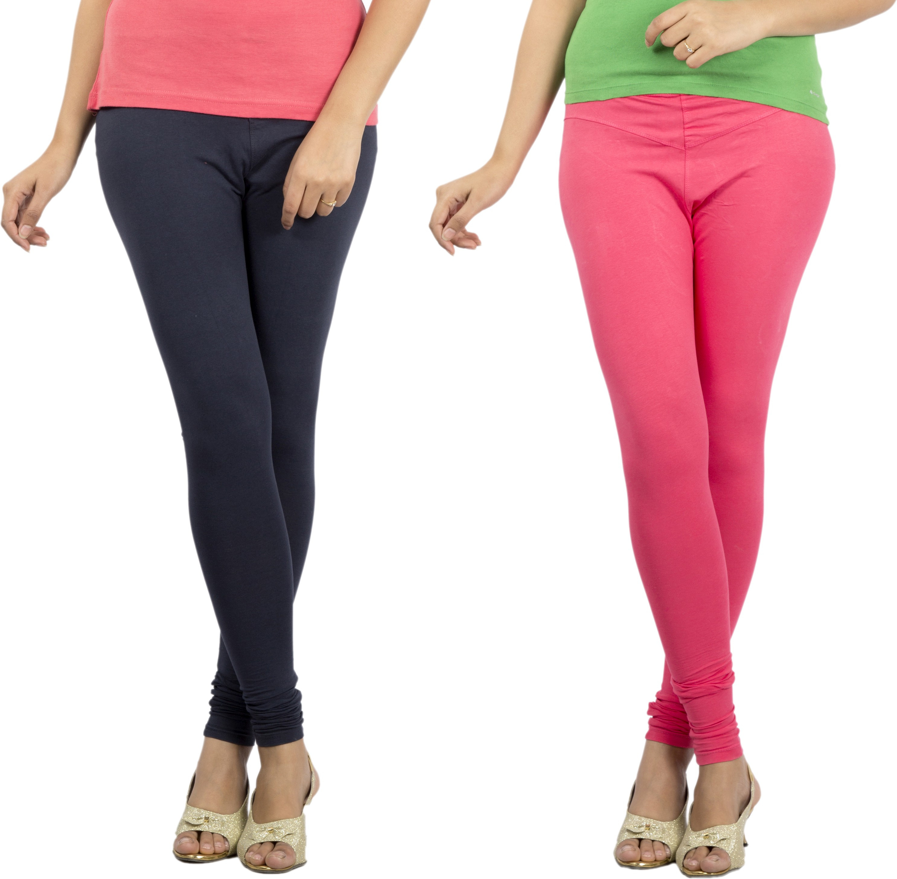 Jublee Womens Pink, Dark Blue Leggings(Pack of 2)