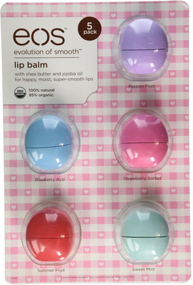 Eos Smooth Lip Balm Passion Fruit, Blueberry Acai, Strawberry Sorbet, Sumer Fruit, & Sweet Mint