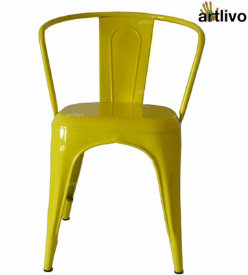 Artlivo Artlivo Yellow French Style Bistro Arm Chair Metal Living Room Chair(Finish Color - Yellow)