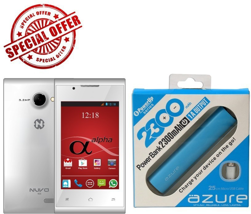 Nuvo alpha with free power bank (White, 4 GB)(512 MB RAM)