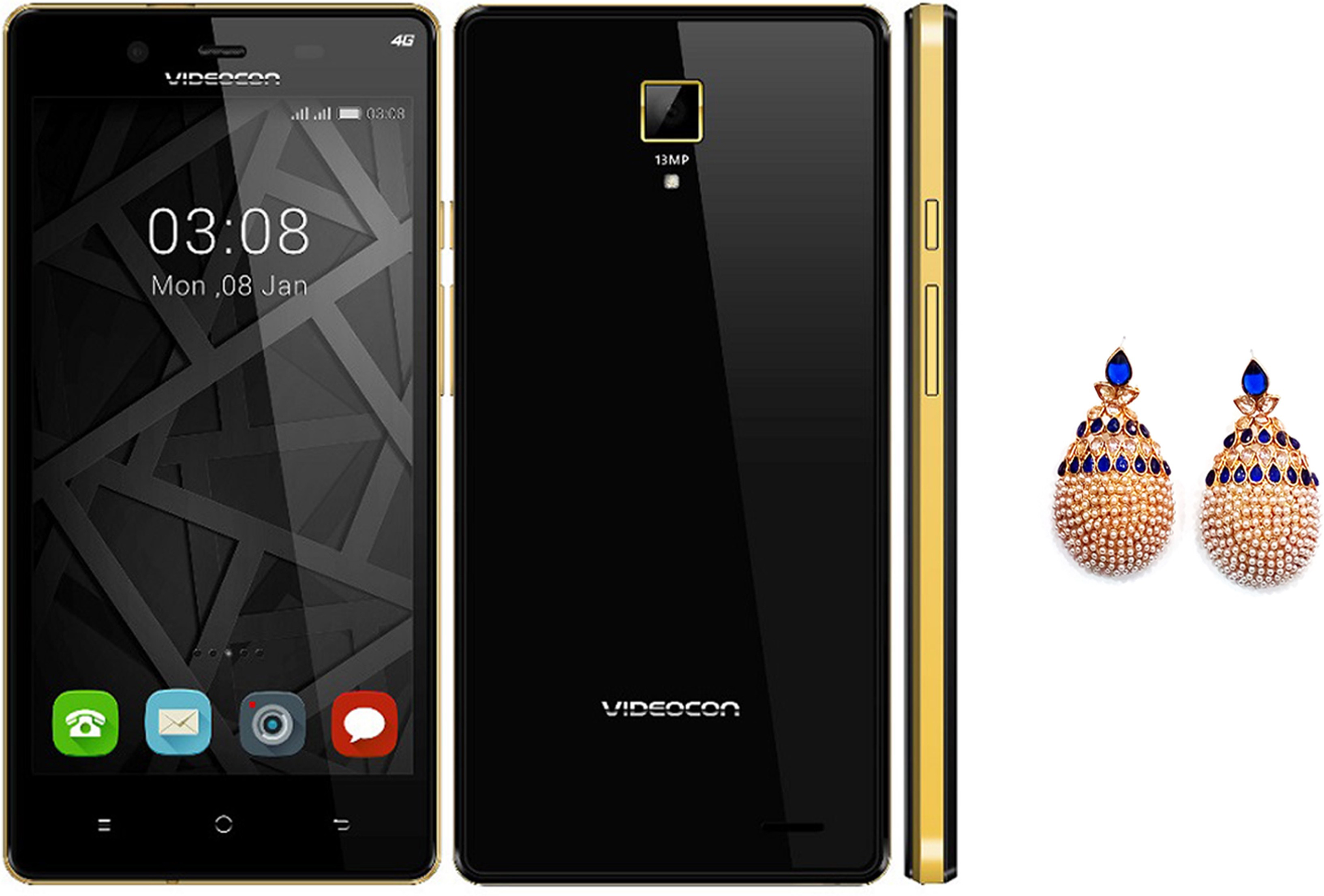 Videocon Z55 Krypton (Black and Gold, 16 GB)(2 GB RAM)