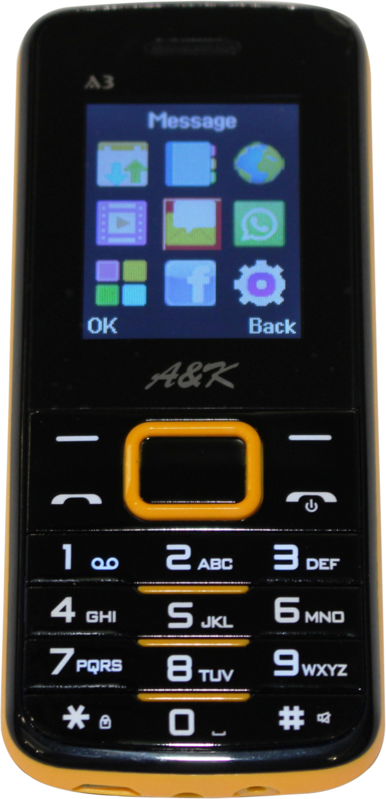A&K Bar Phone A 3(Black, Yellow)