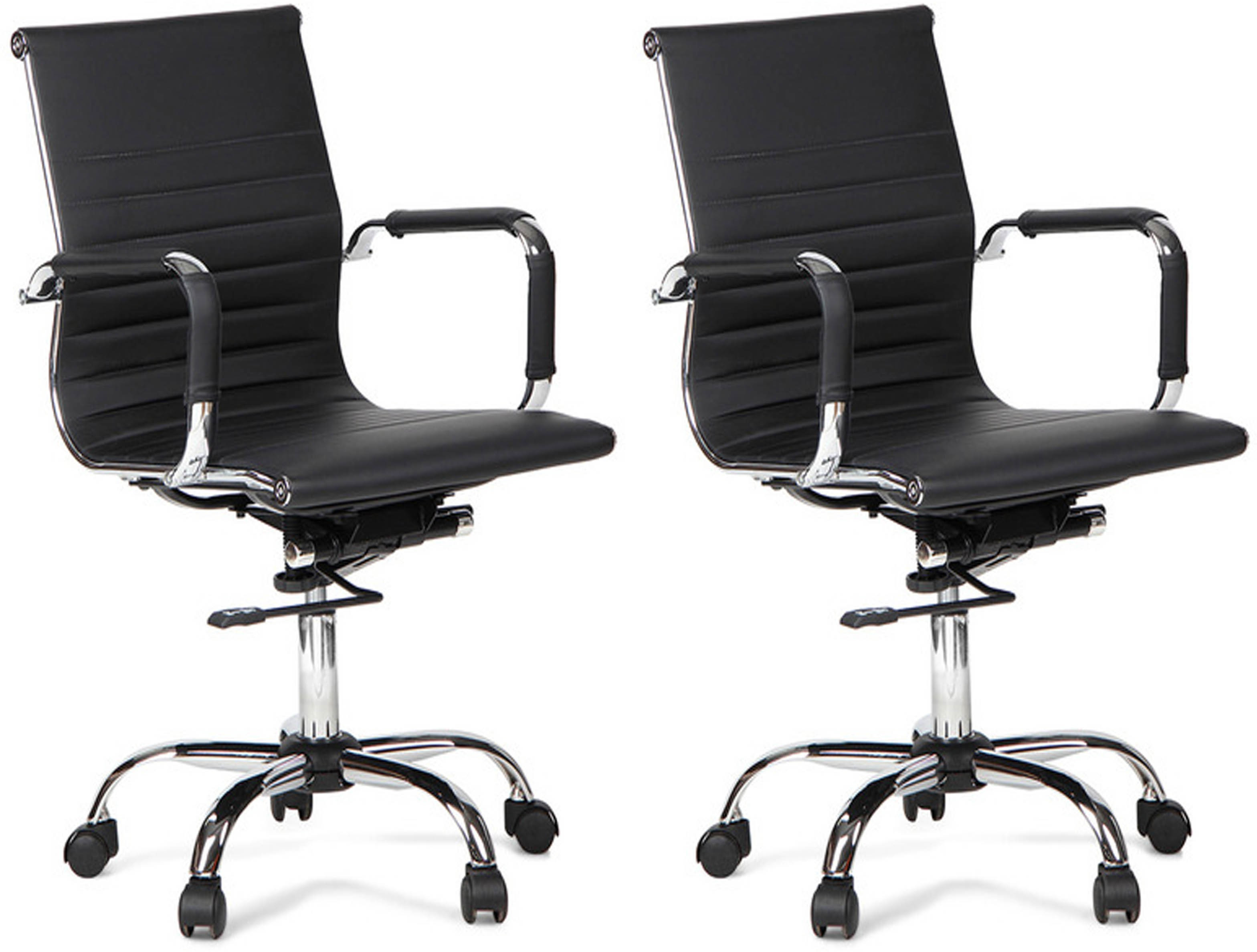 View Woodstock India Leatherette Office Chair(Black, Black, Set of 2) Furniture (Woodstock India)