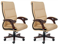 Woodstock India Engineered Wood Office Chair(Beige, Brown, Set of 2) RS.26999.00