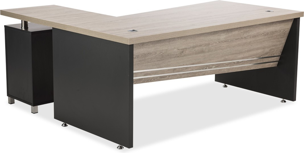 Durian MAVIS Engineered Wood Office Table(Free Standing, Finish Color - Silver Oak/Dark Grey)