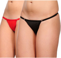 Urbaano Soft-Queen Women's Thong Pink, Black Panty(Pack of 2)