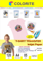 Colorite 120gsm Tshirt Light Fabrics Inkjet Unruled A4 Transfer Paper(Set of 1, White) RS.263.00