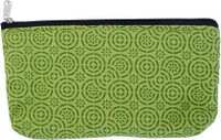Viniyog Hand Printed Geometric Design Art Cloth Pencil Box(Set of 1, Green)