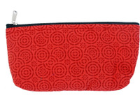 Viniyog Hand Printed Geometric Design Art Cloth Pencil Box(Set of 1, Red)