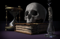 Funky - Skull on Book Paper Print(12 inch X 18 inch) RS.239.00