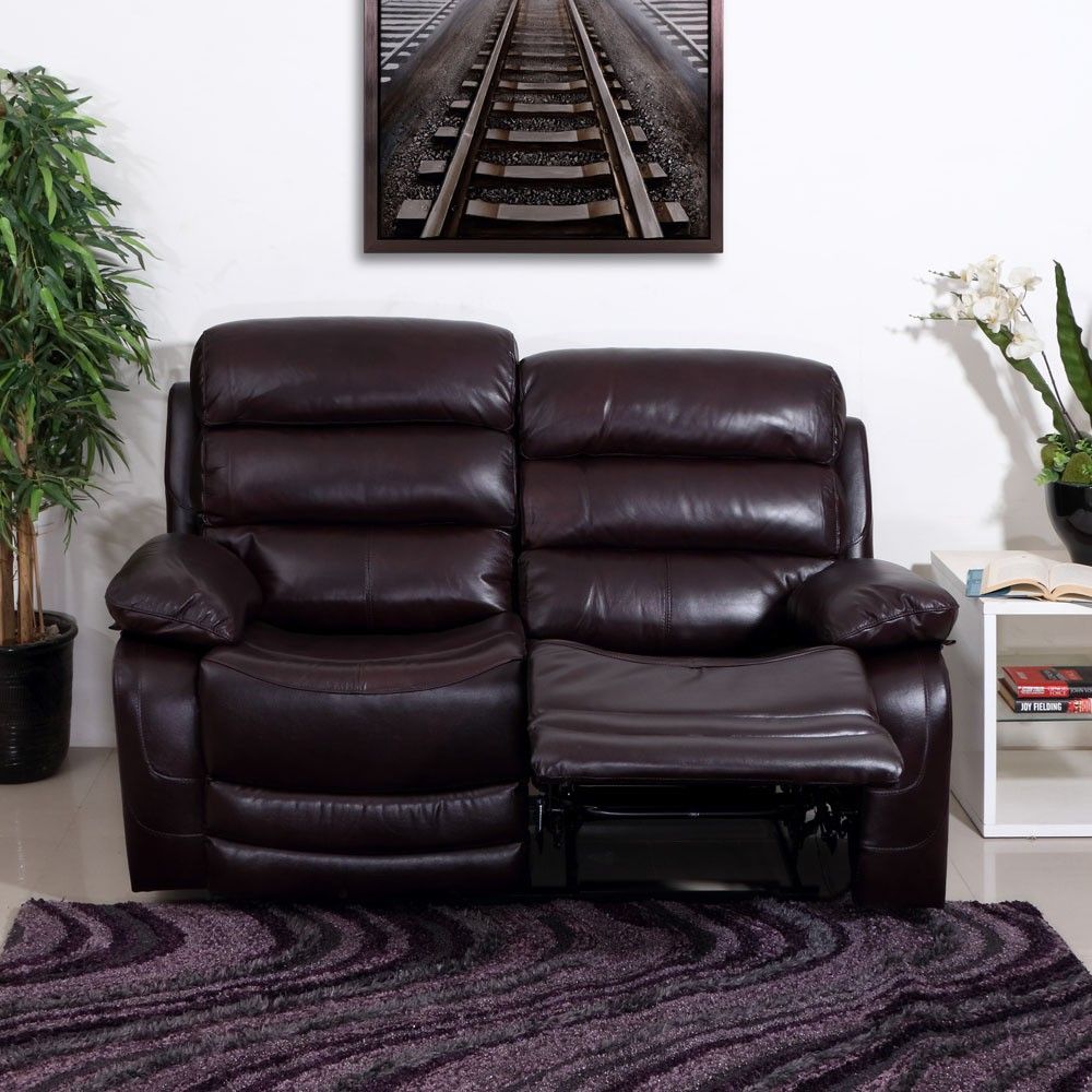 Evok Half Leather Manual Recliners Finish Color Dark Red