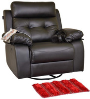 Recliners India Leatherette Manual Swivel Recliners(Finish Color - Black)