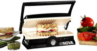 Nova 3 in 1 Panni Grill Press with Adjustable Temperature Control and Ceramic Coating Grill, Toast(Black and White)