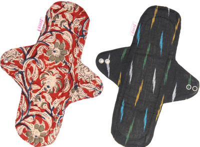 Femy Washable & Reusable Cloth Pad Pack of 2 -Kalamkari Maroon & Ikkat Black Sanitary Pad(Pack of 2)