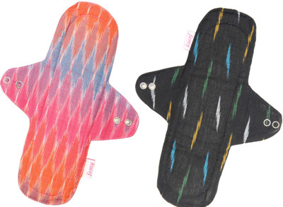 Femy Washable & Reusable Cloth Pad Pack of 2 -Ikkat Black & Ikkat Pink Sanitary Pad(Pack of 2)