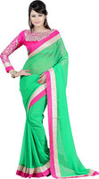 Ajamukhi Solid Fashion Chiffon Saree(Green) RS.749.00