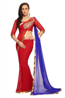 Designersareez Self Design Fashion Georgette Saree(Red)