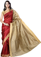 Vastrakala Solid Banarasi Cotton, Silk Saree(Maroon)