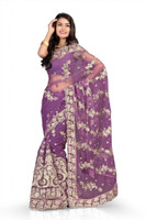 Chirag Sarees Self Design Fashion Net Saree(Purple)