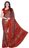 Aaradhya Fashion Printed Bandhej Handloom Crepe Saree(Maroon) RS.599.00