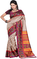 Majestic Silk Printed Bhagalpuri Art Silk Saree(Multicolor)