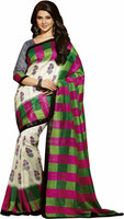 Bhavi Floral Print, Checkered Mysore Art Silk Saree(Multicolor) RS.720.00