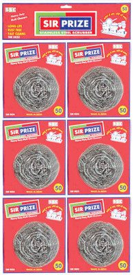 Sir Prize Superior Quality Stainless steel Scrubber Combo Set (Pack of 6) Scrub Pad(Steel Pack of 6)