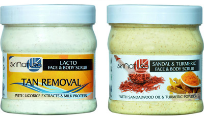 Skinatura lacto tan removal & sandal turmeric face & body cream scrub (pack of two) Scrub(500 ml)