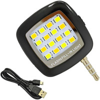 Anything & Everything Universal 3.5mm Jack Mini 16 LED Selfie Camera, Fill in Light for Mobile Cell Flash(Black) RS.262.00