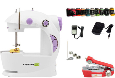 CreativeVia Exclusive 4 In 1 Portable & Compact With Accessories Mini Electric Sewing Machine