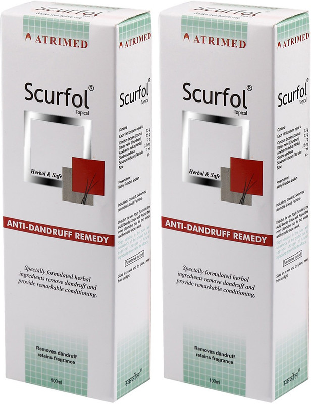 Atrimed Scurfol Anti-Dandruff Topical Pack of 2(200 ml) RS.350 (0.00% Off) - Flipkart
