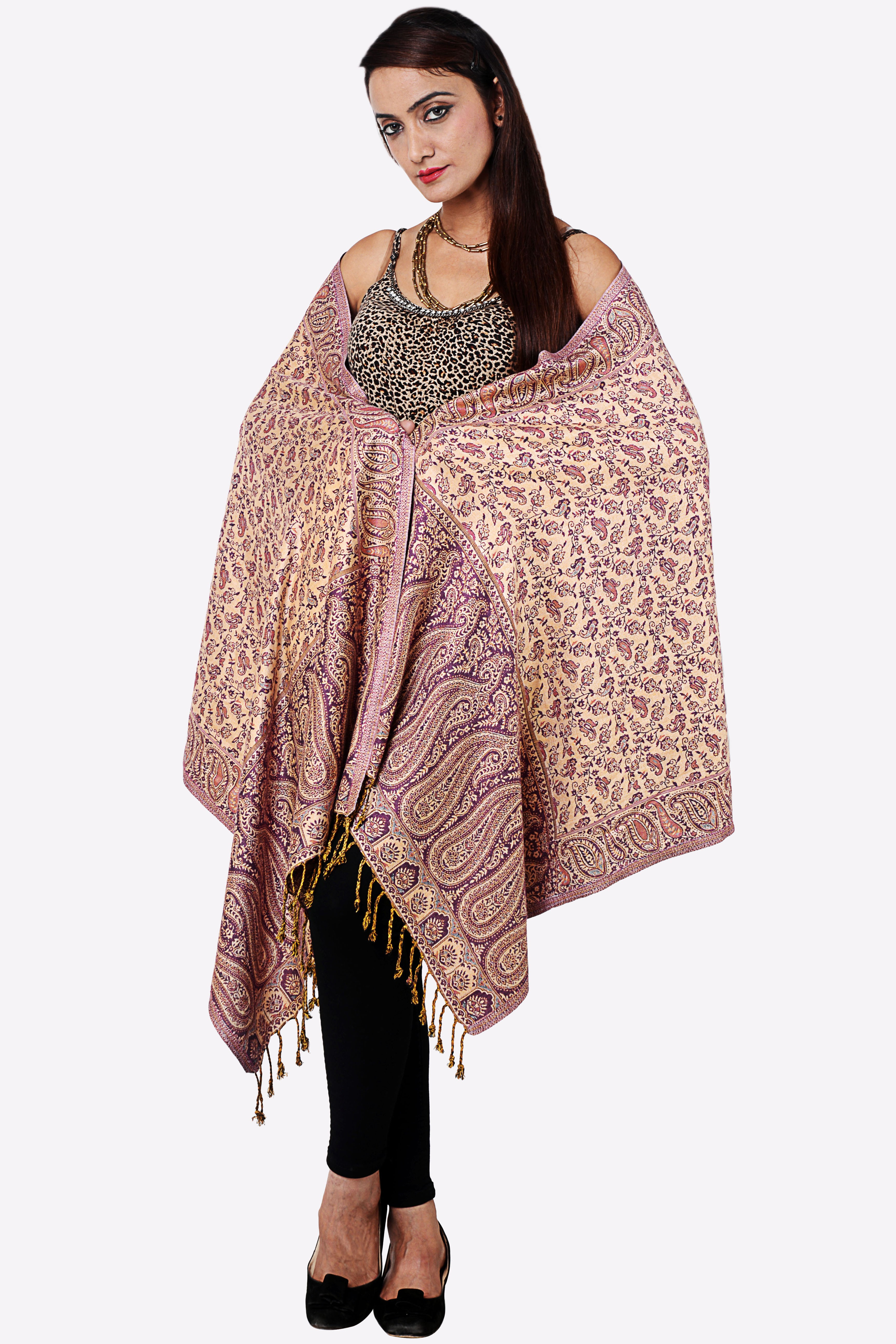 Inditouch Wool Self Design Womens Shawl