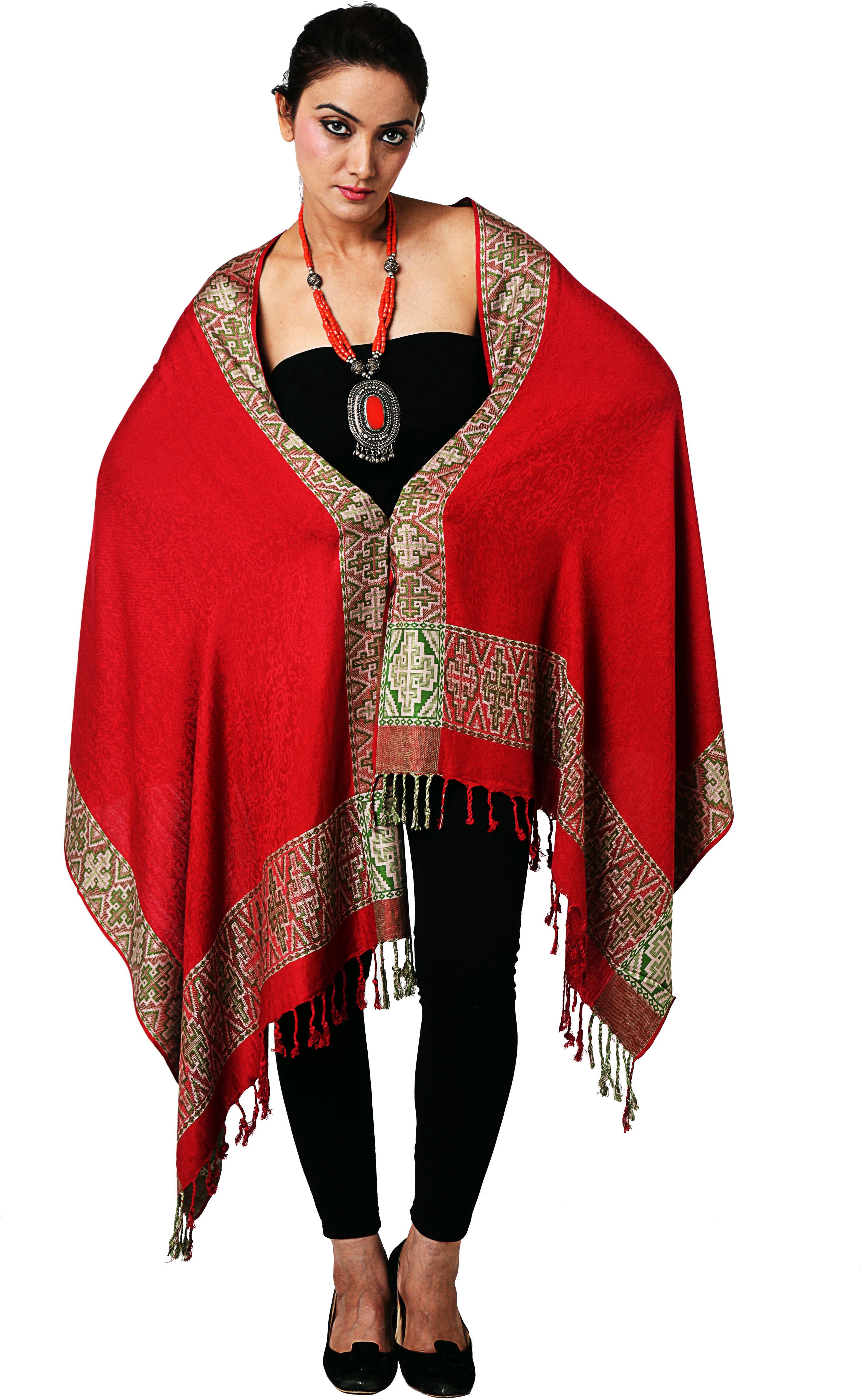 Inditouch Wool Self Design Womens Shawl