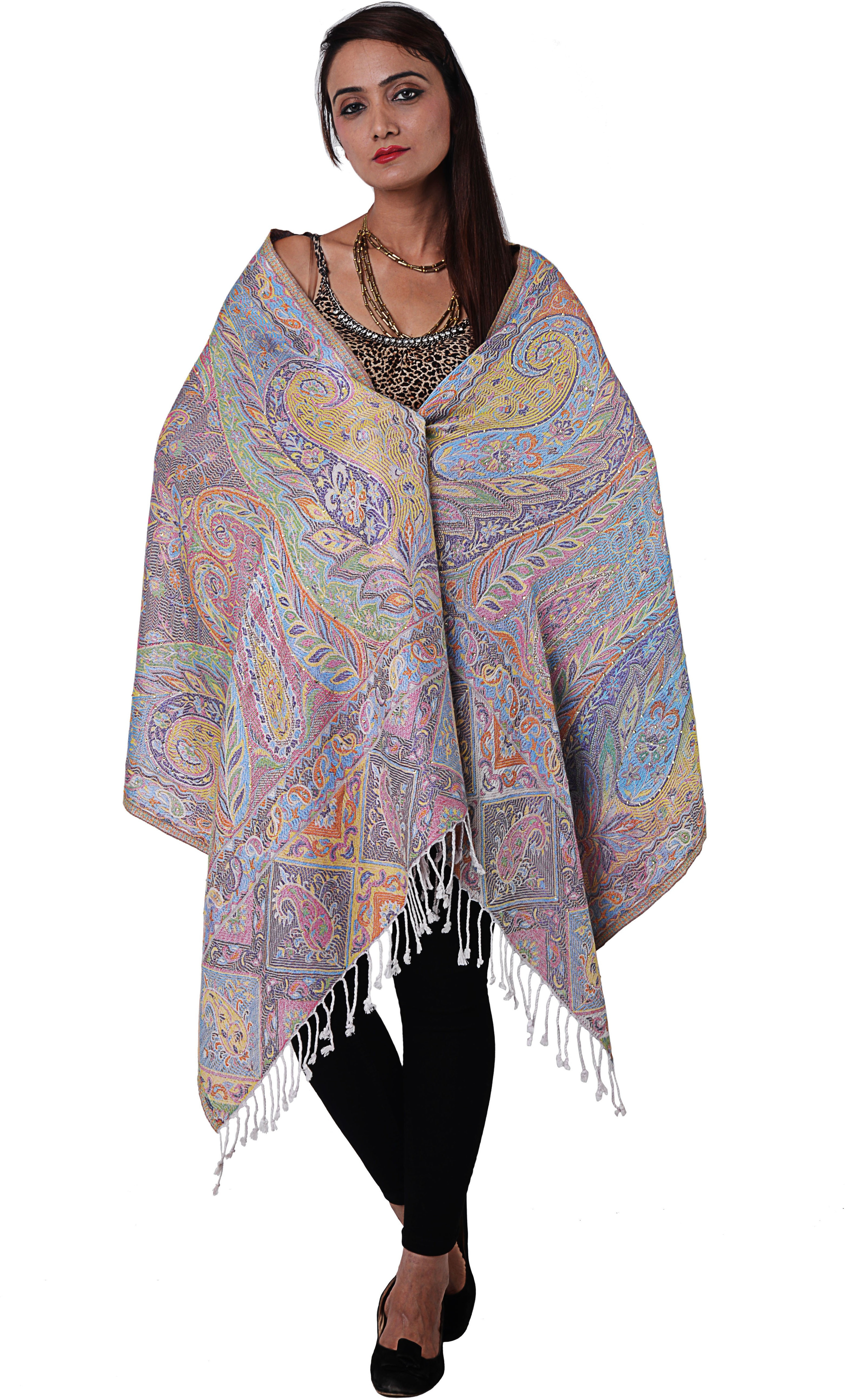Inditouch Wool Self Design Womens Shawl