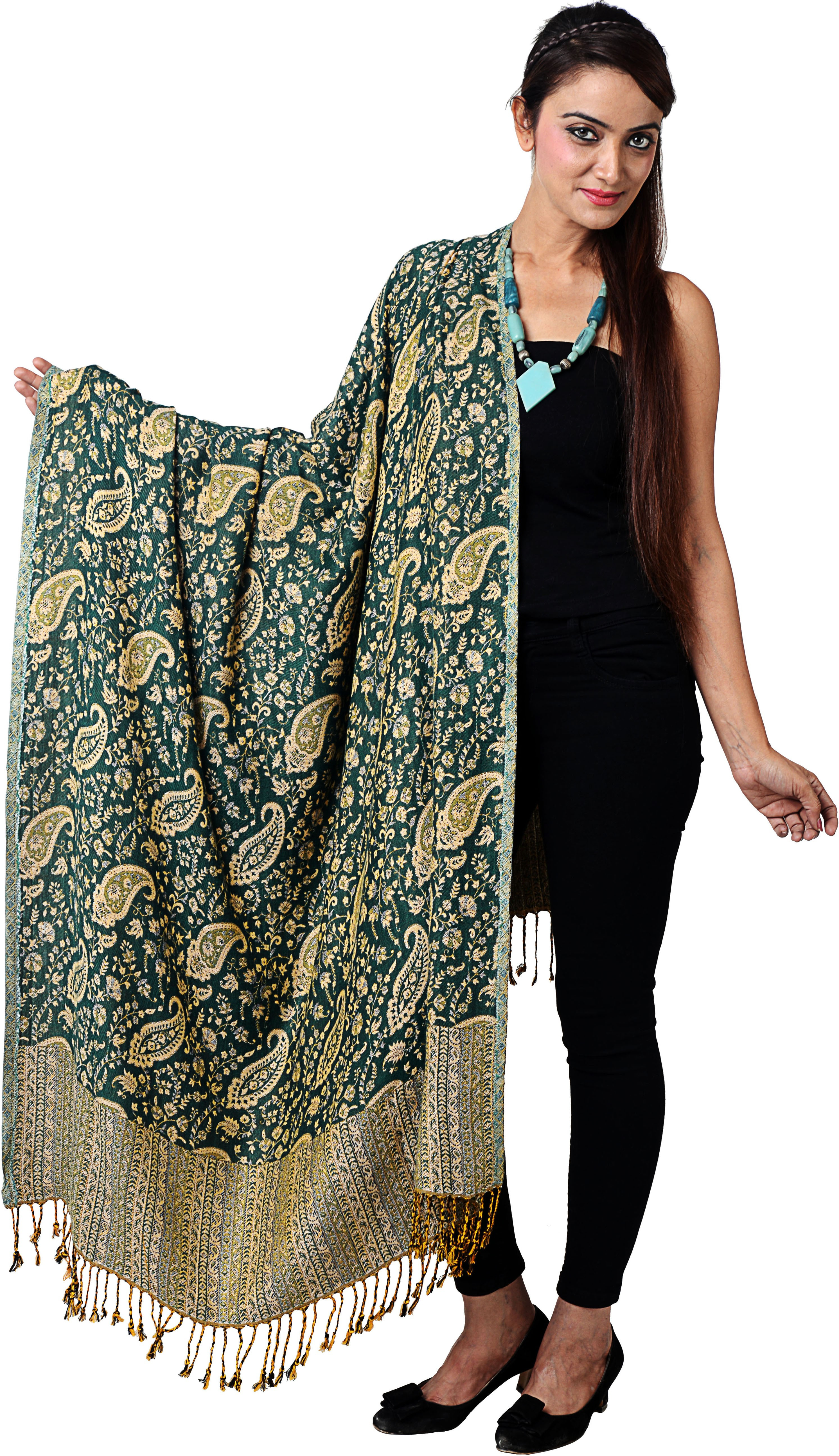 Inditouch Wool Self Design Womens Shawl