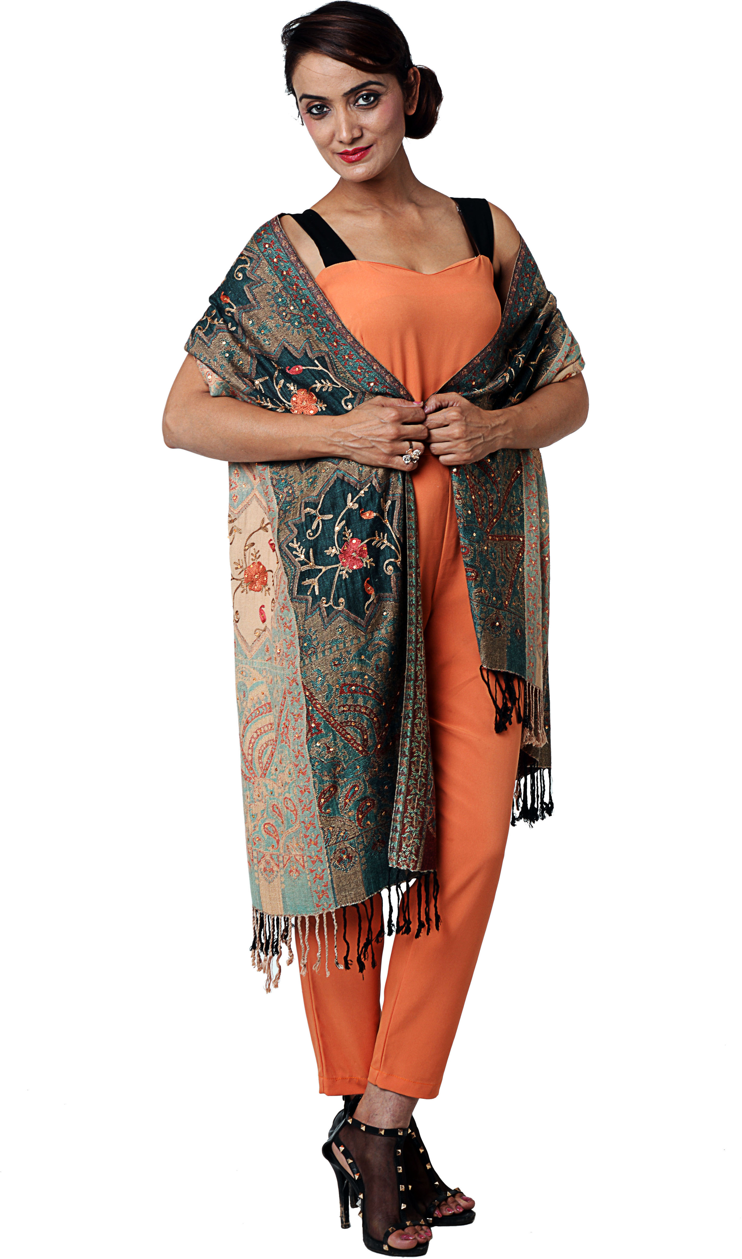 Inditouch Wool Self Design Womens Shawl