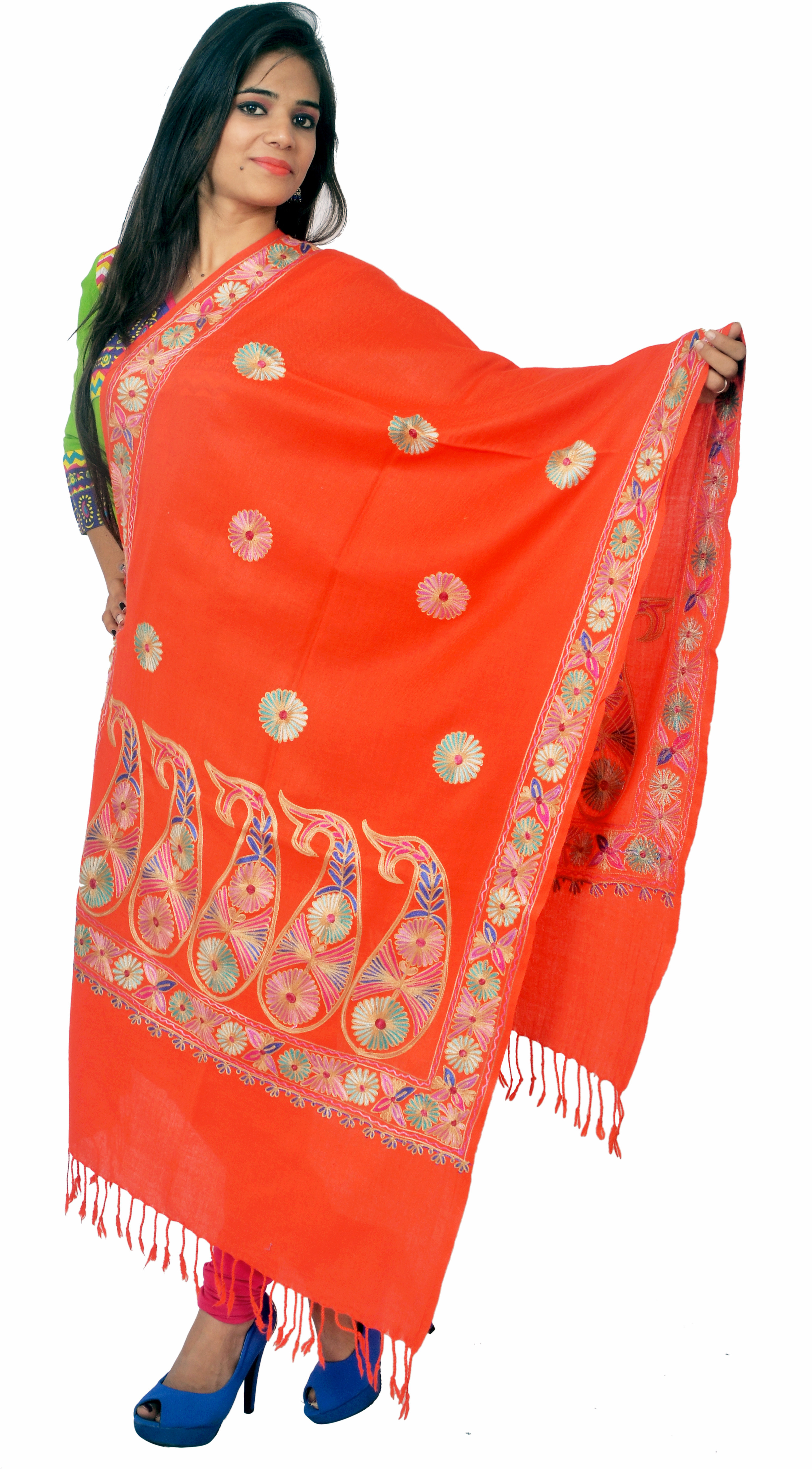 Cloud9Emporio Sat0064 Wool Floral Print Womens Shawl