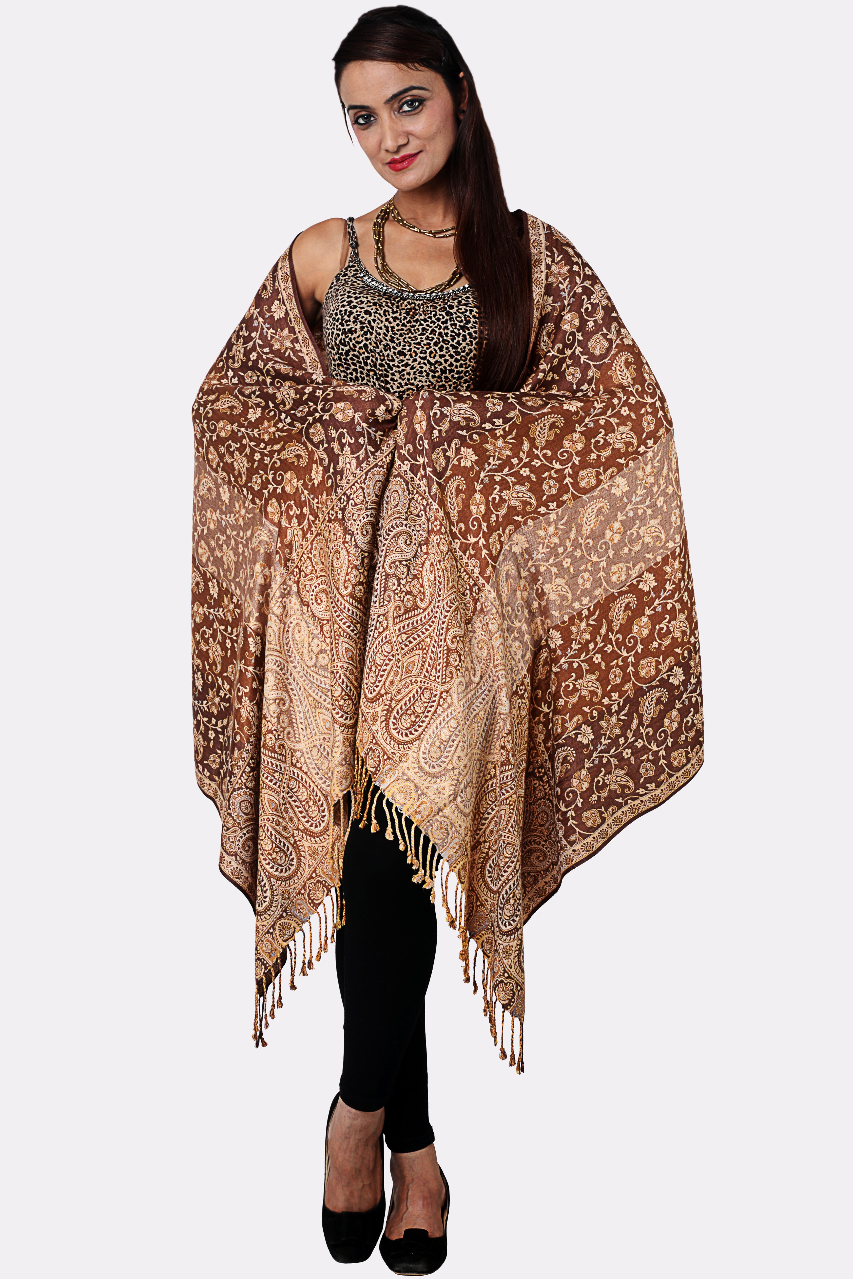 Inditouch Wool Self Design Womens Shawl