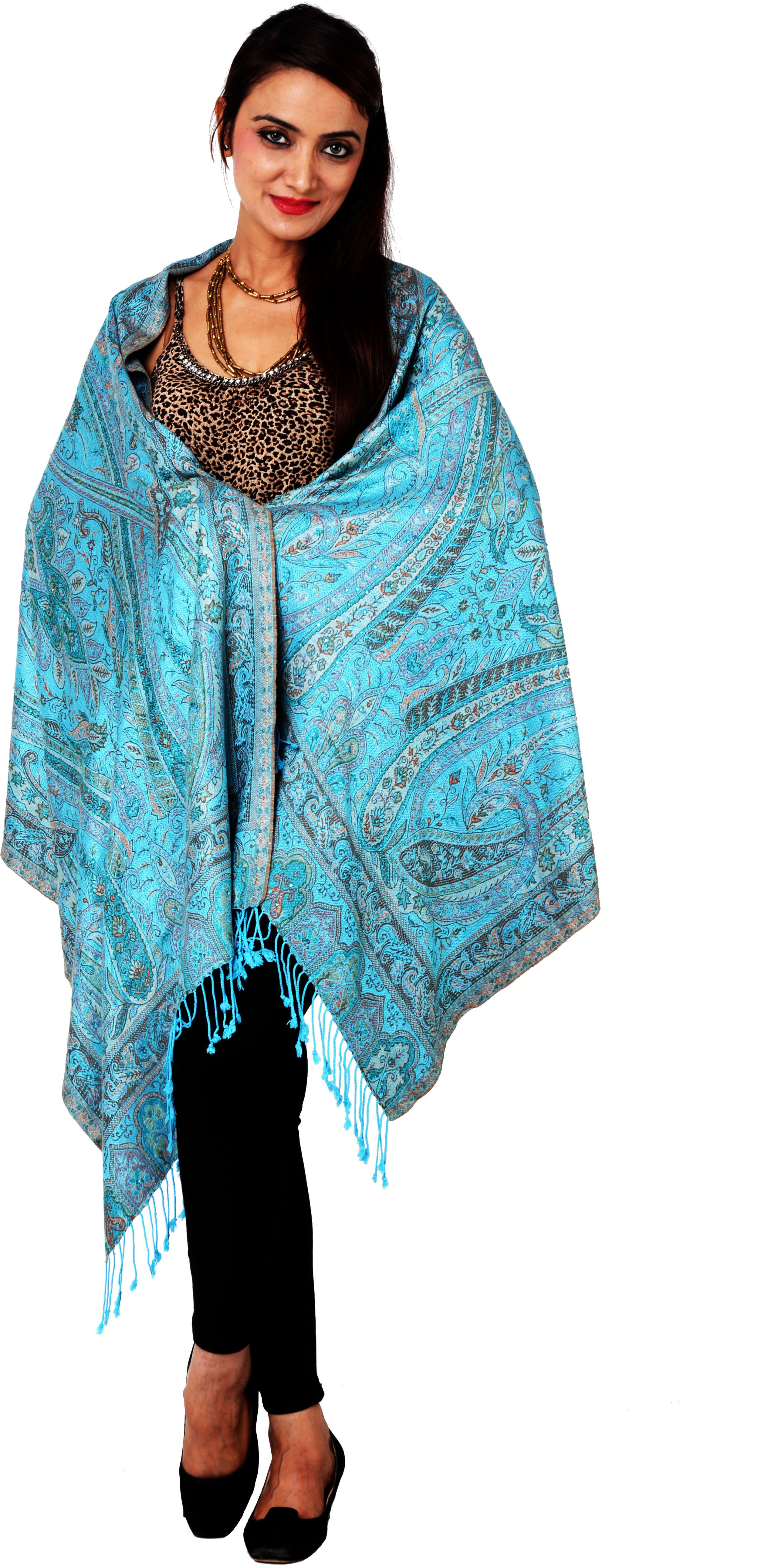 Inditouch Wool Self Design Womens Shawl