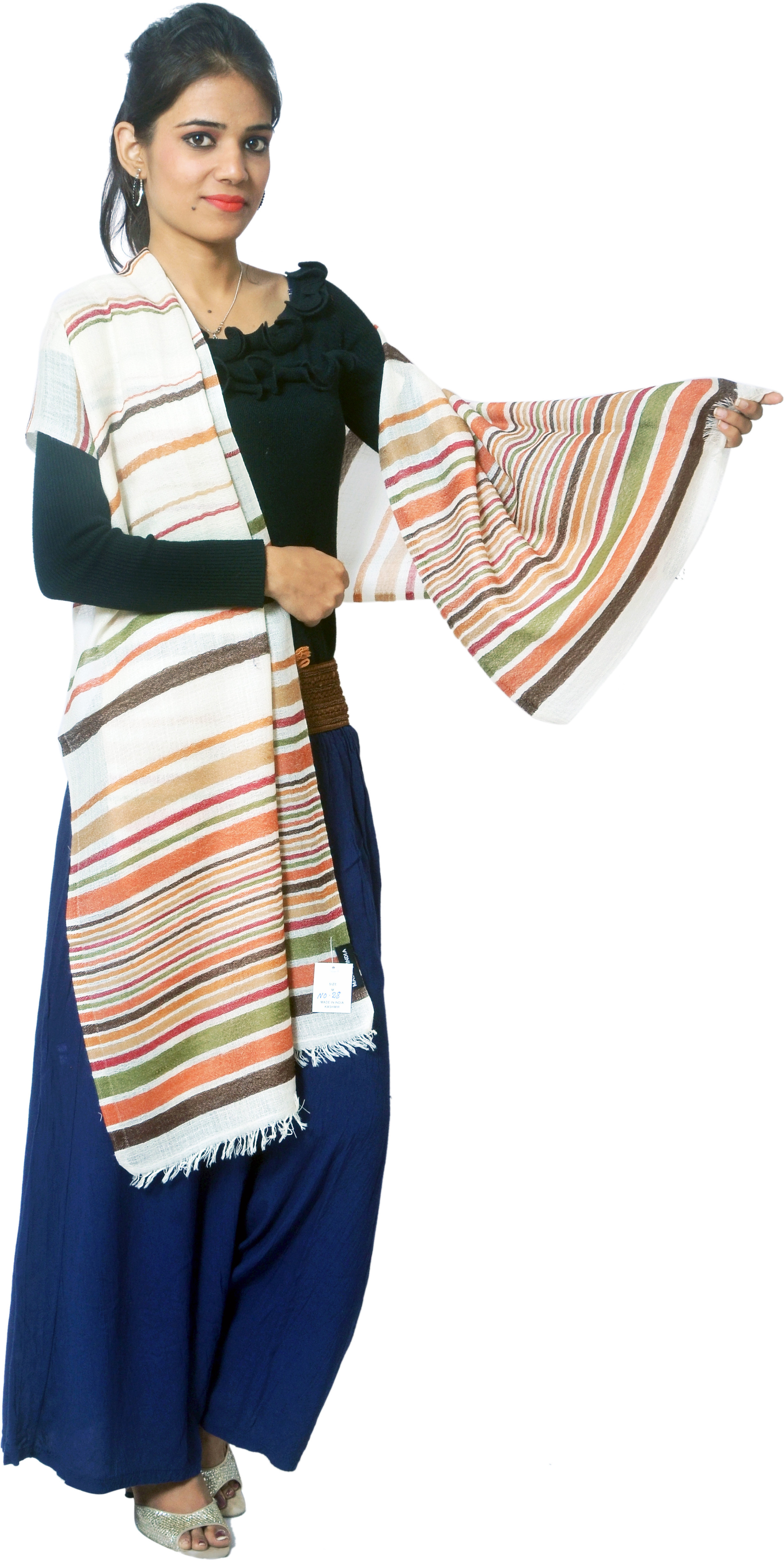 Cloud9Emporio Sat00046 Wool Striped Womens Shawl
