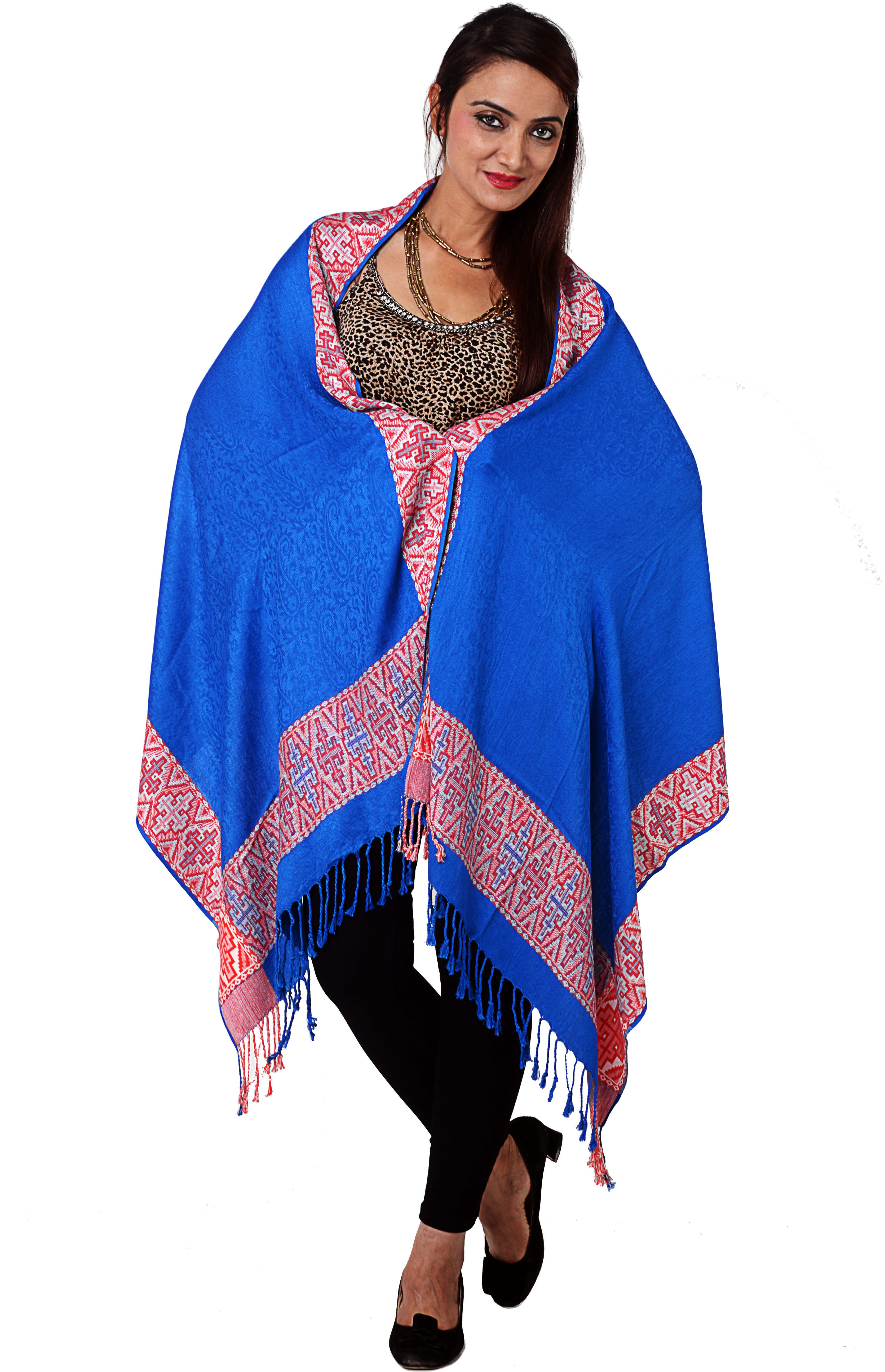 Inditouch Wool Self Design Womens Shawl