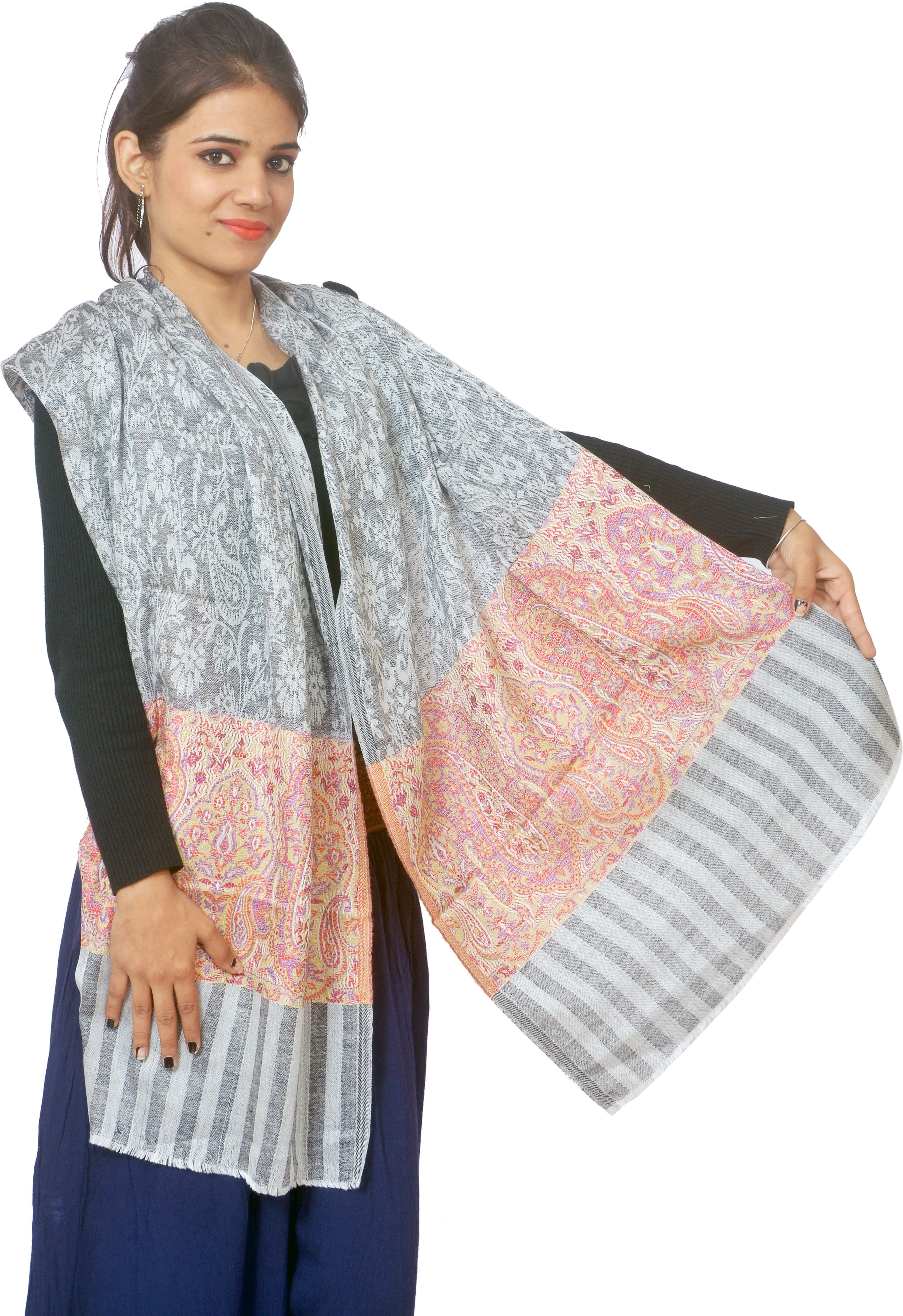 Cloud9Emporio Sat00045 Wool Striped Womens Shawl
