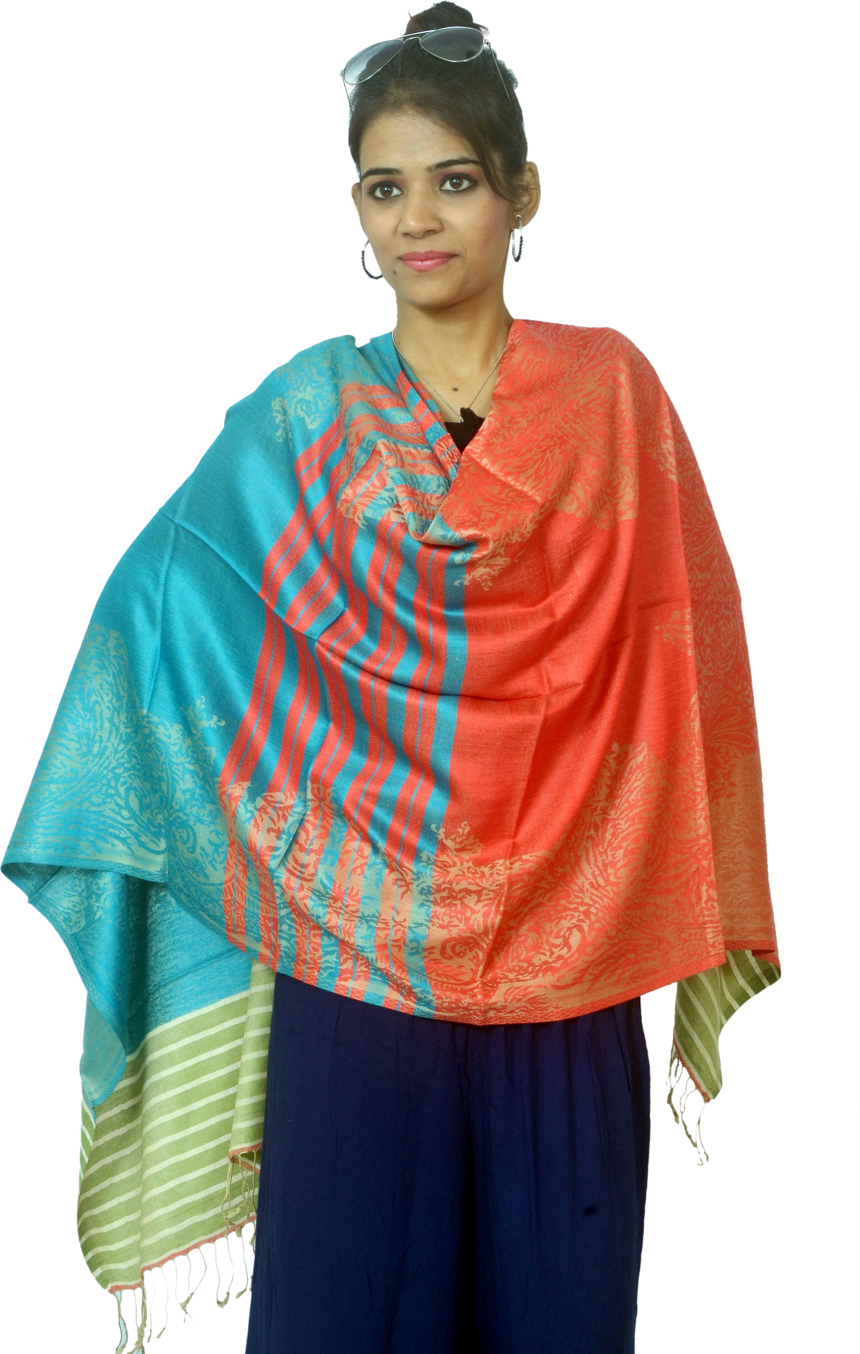 Cloud9Emporio Sat00036 Viscose Striped Womens Shawl