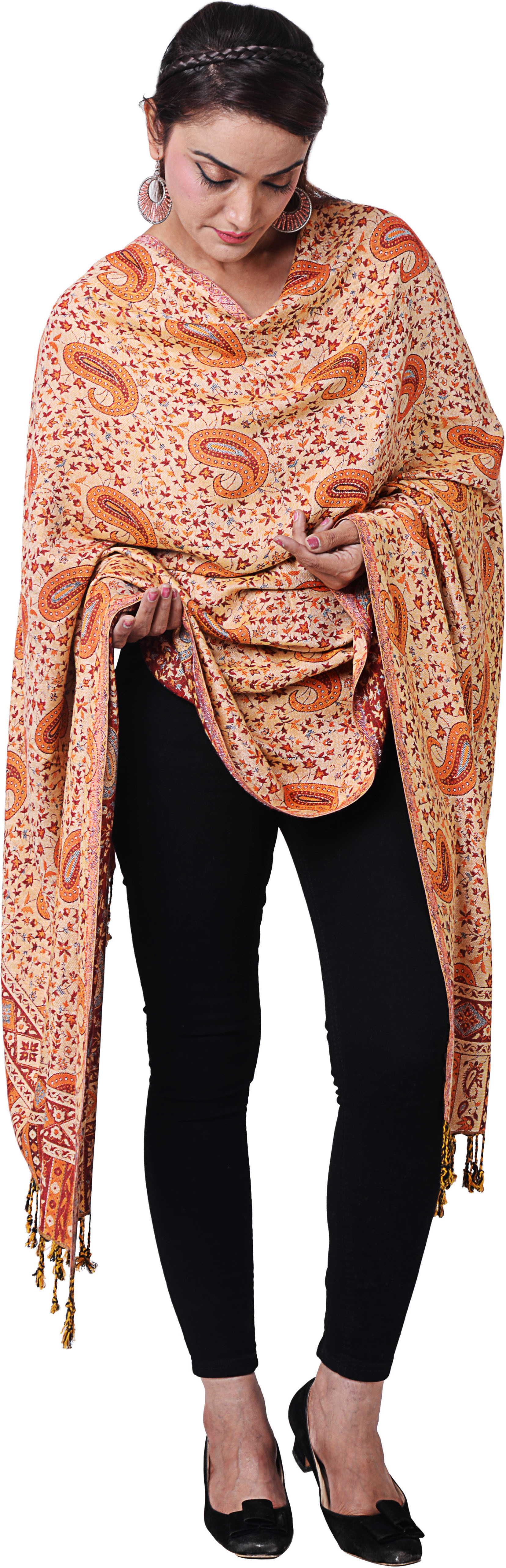 Inditouch Wool Self Design Womens Shawl