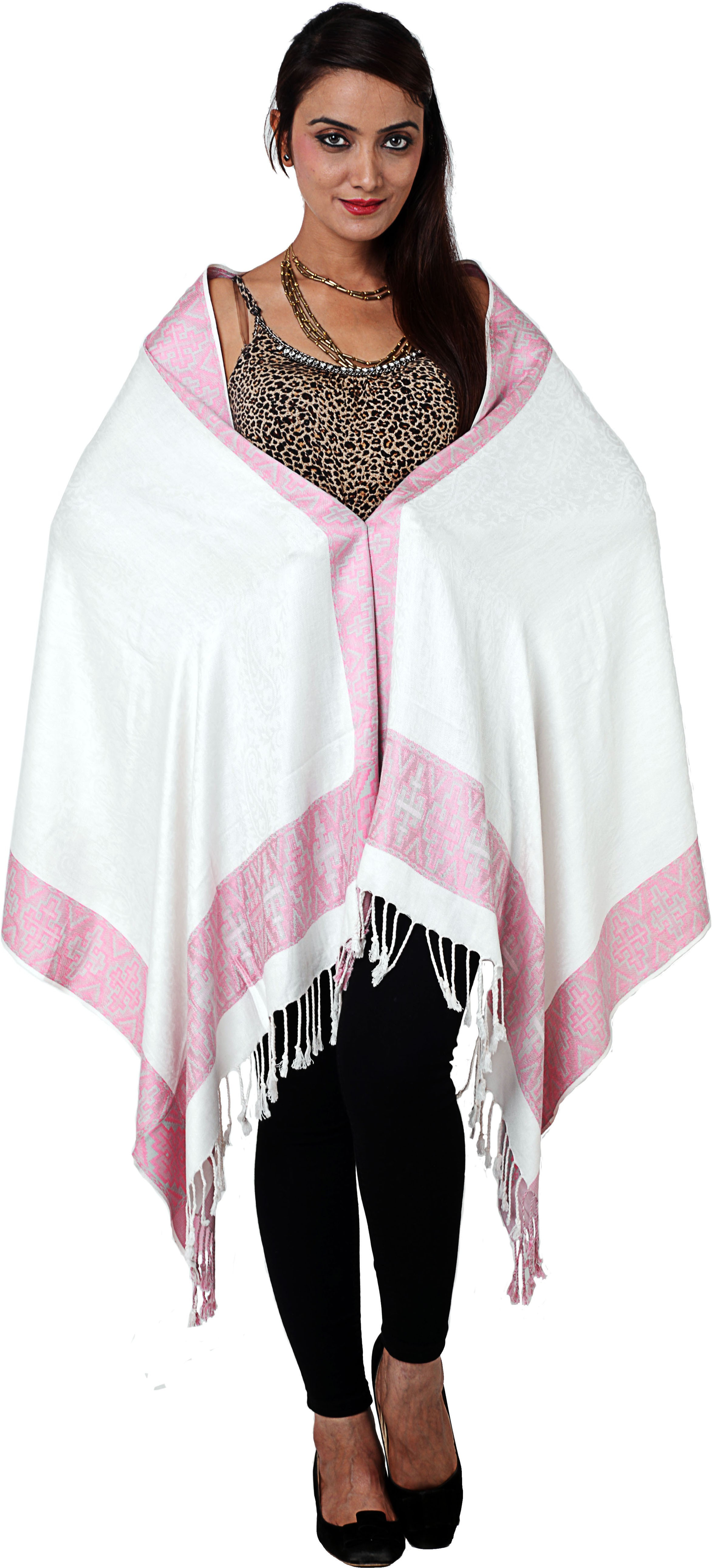 Inditouch Wool Self Design Womens Shawl