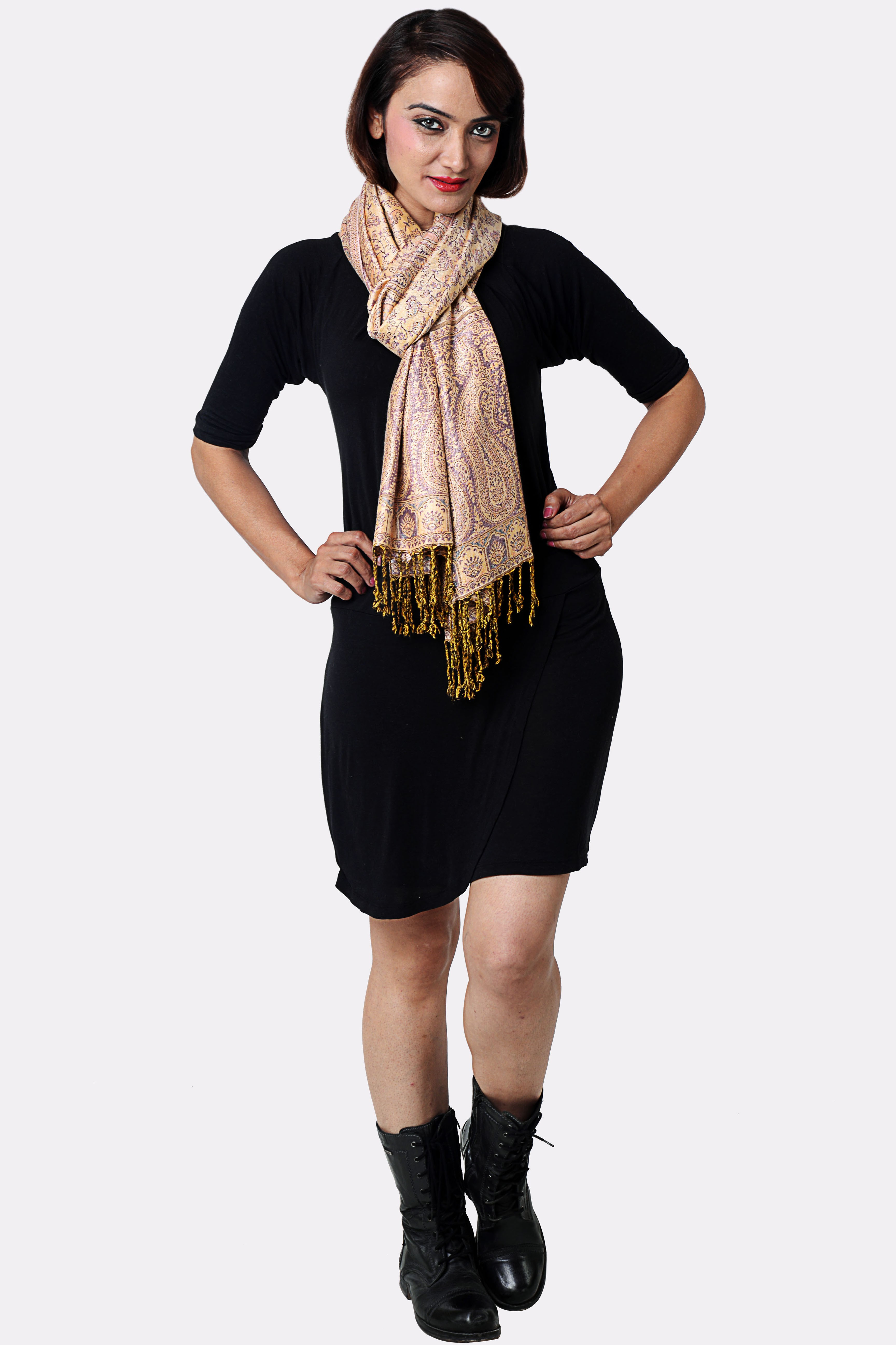 Inditouch Wool Self Design Womens Shawl