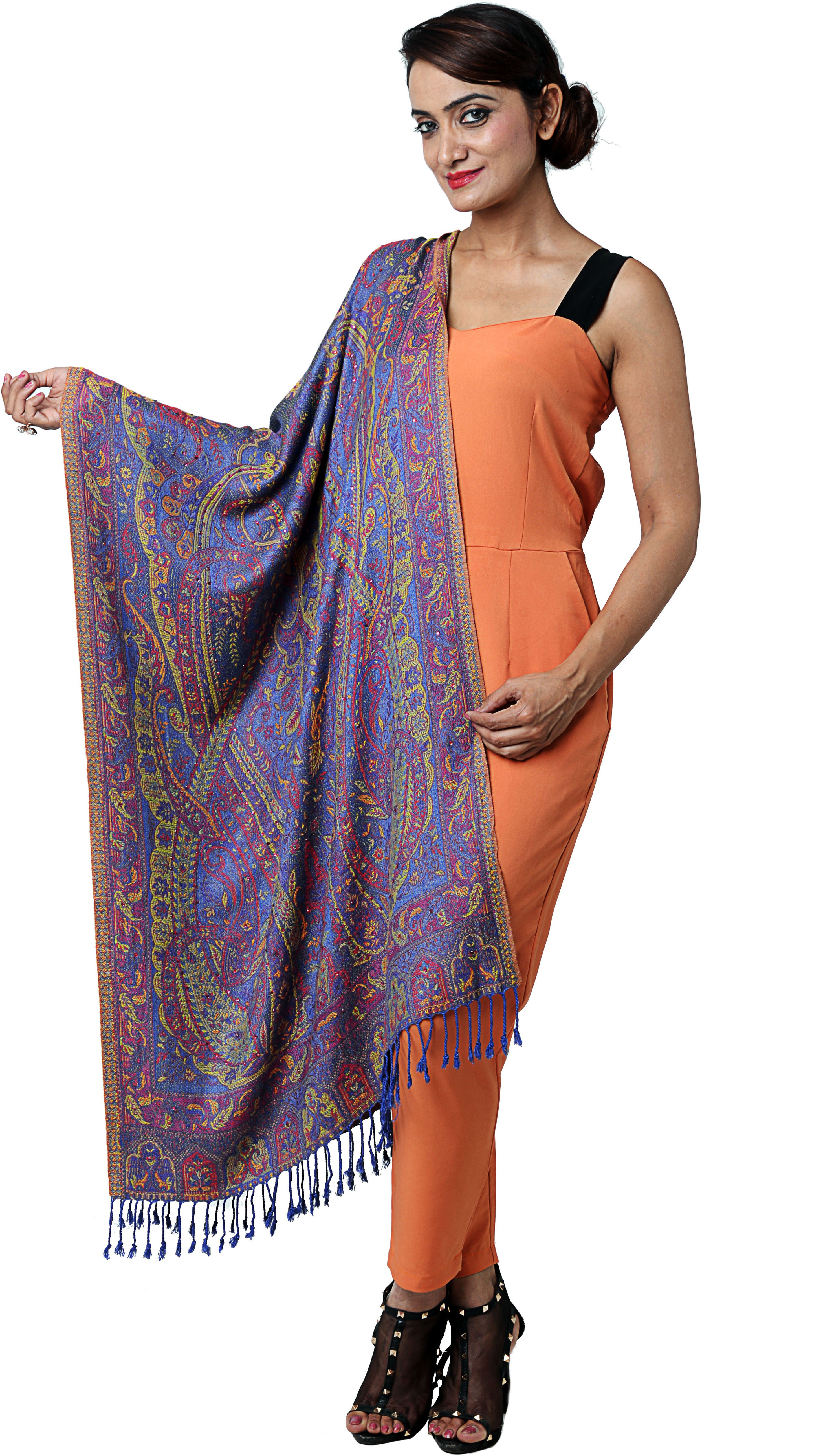 Inditouch Wool Self Design Womens Shawl