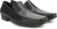 Ruosh Men Genuine Leather Slip On Shoes(Black)