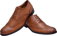 Hirel's Tan Stylish Brogues Lace Up Shoes(Tan)