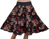 Grace Diva Floral Print Women's Gathered Black Skirt